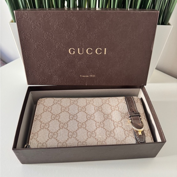 Gucci Handbags - Authentic GUCCI GG Supreme Monogram Zip Around Wallet Maple Brown